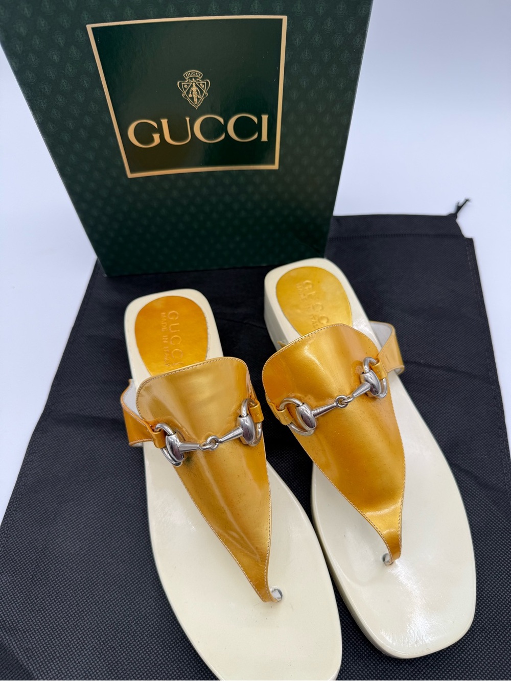 Gucci Vintage Y2K Horsebit Platform Thong Sandals